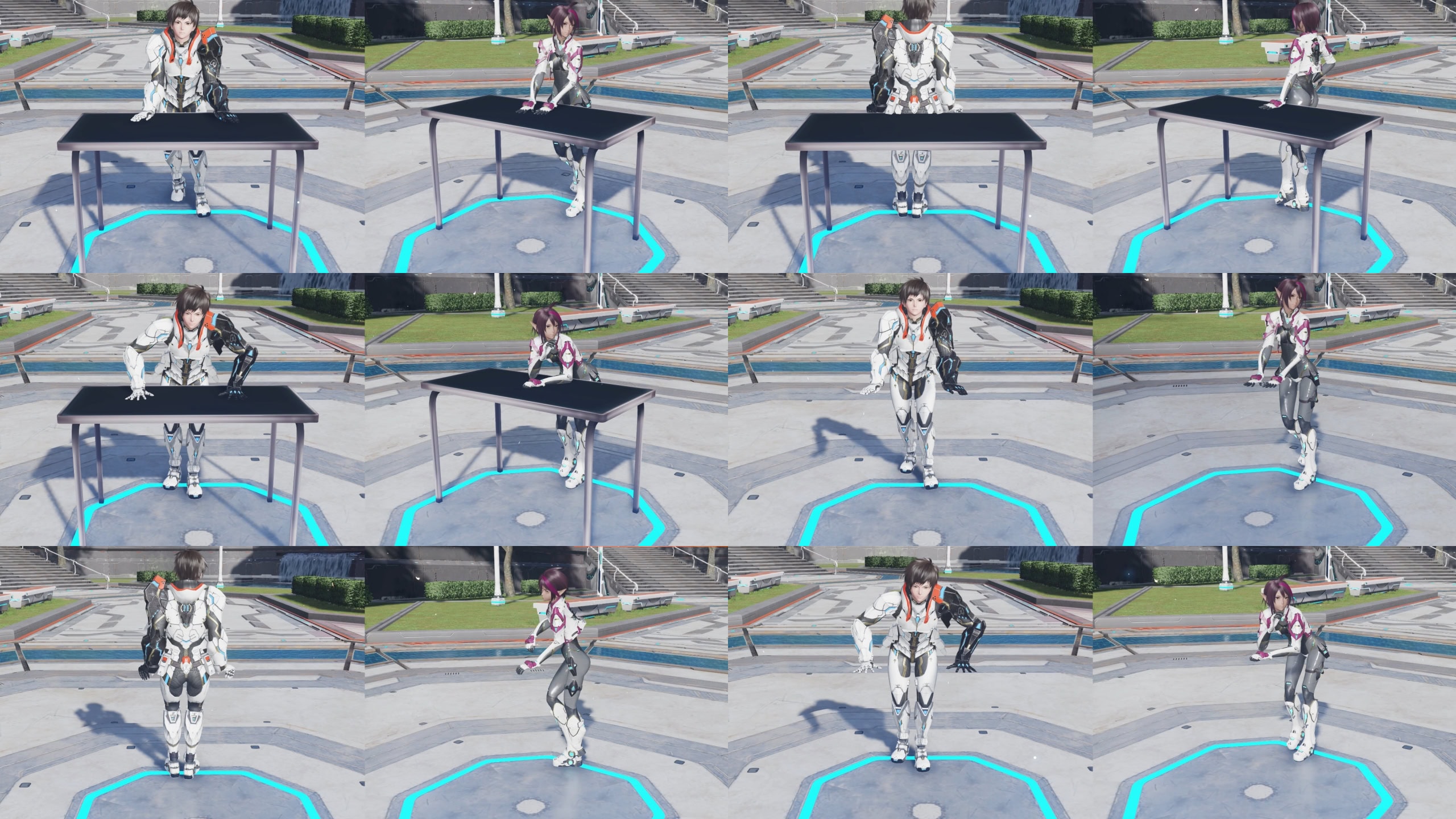 1168「机に手をつく」