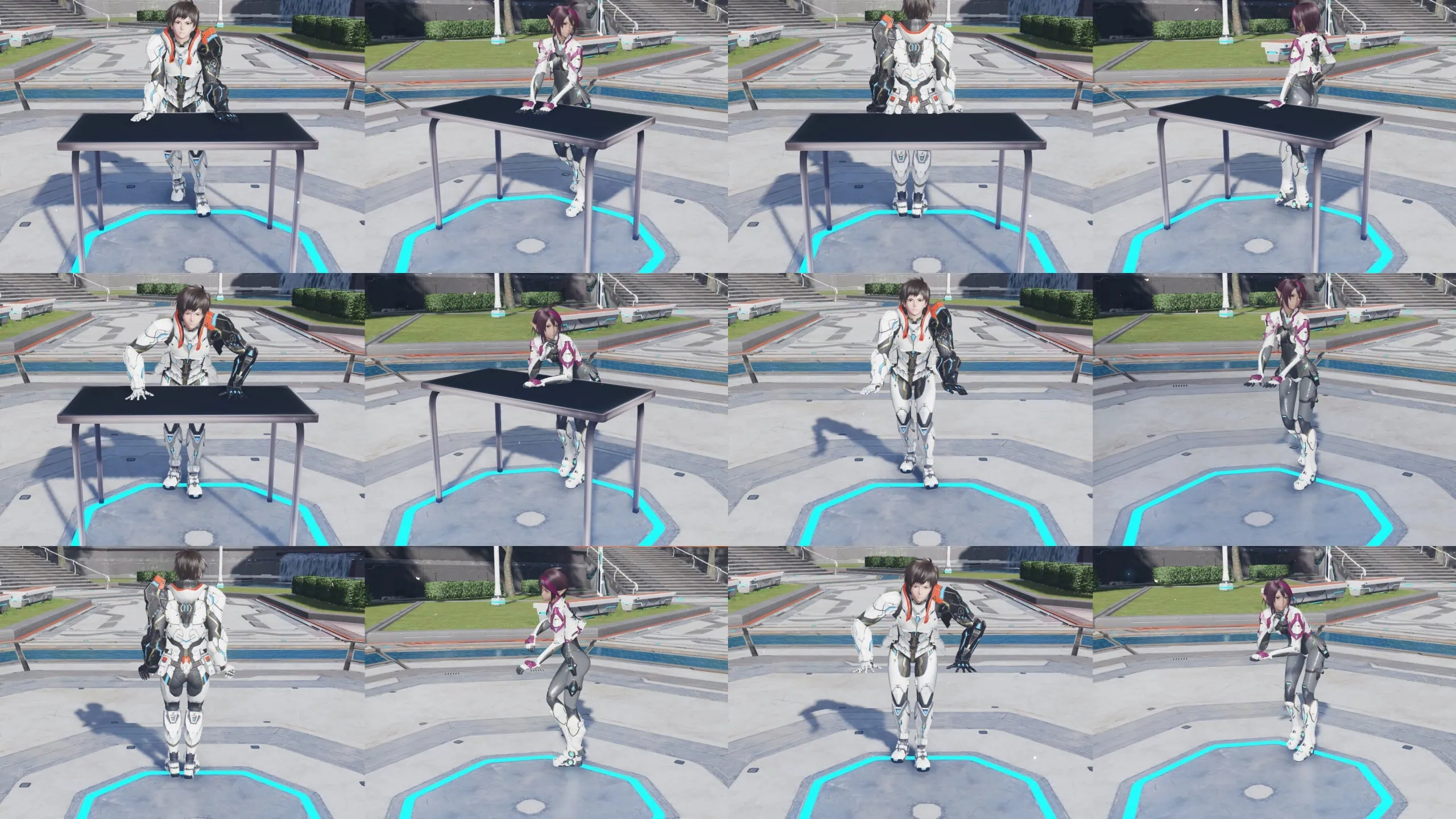 1168「机に手をつく」