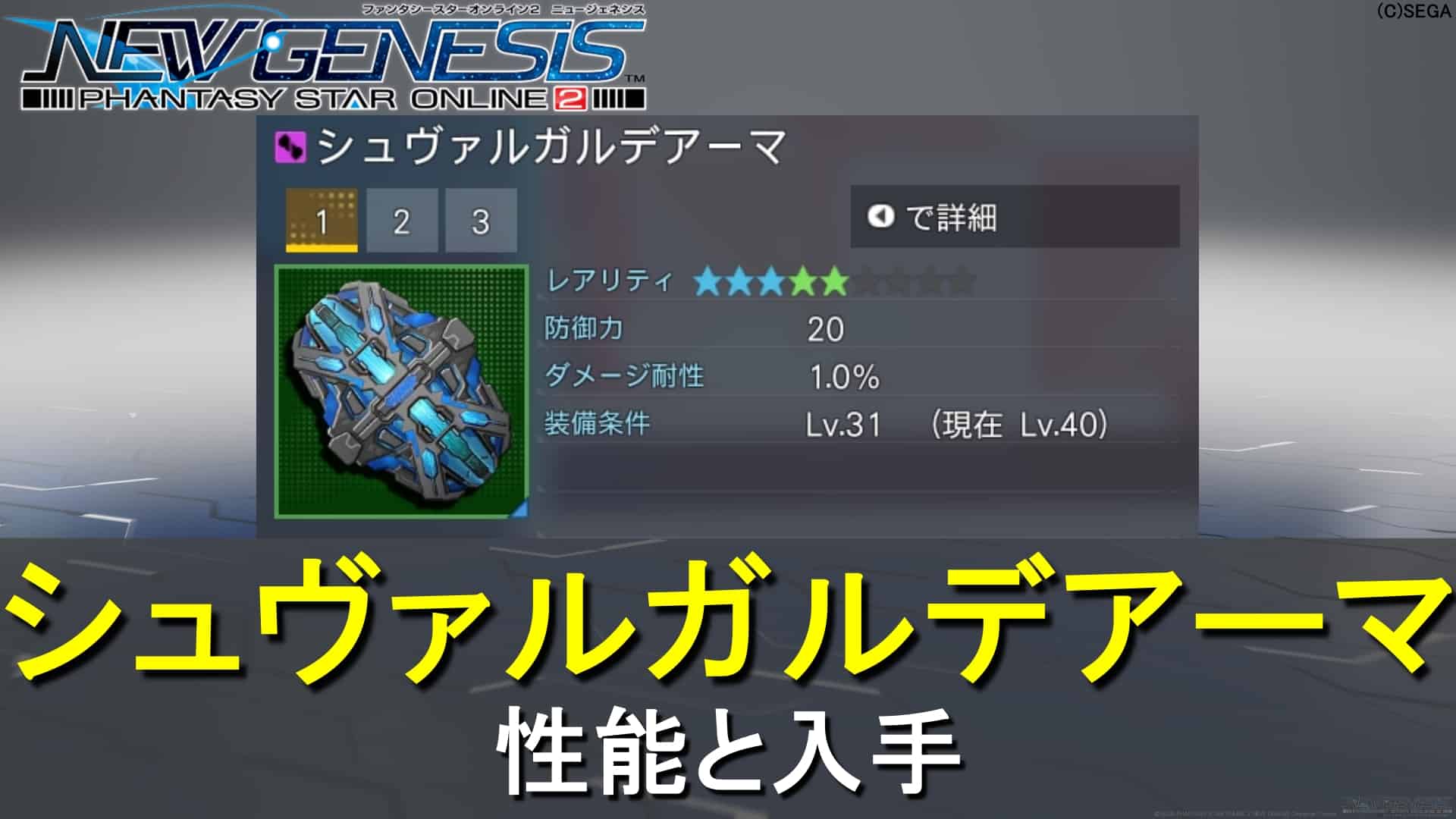 【PSO2 NGS】シュヴァルガルデアーマの性能と入手
