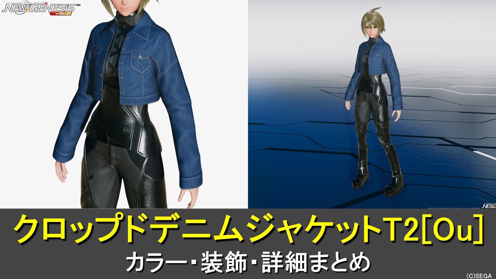 PSO2NGS】クロップドパーカーT2[Ou]のカラー・装飾の詳細