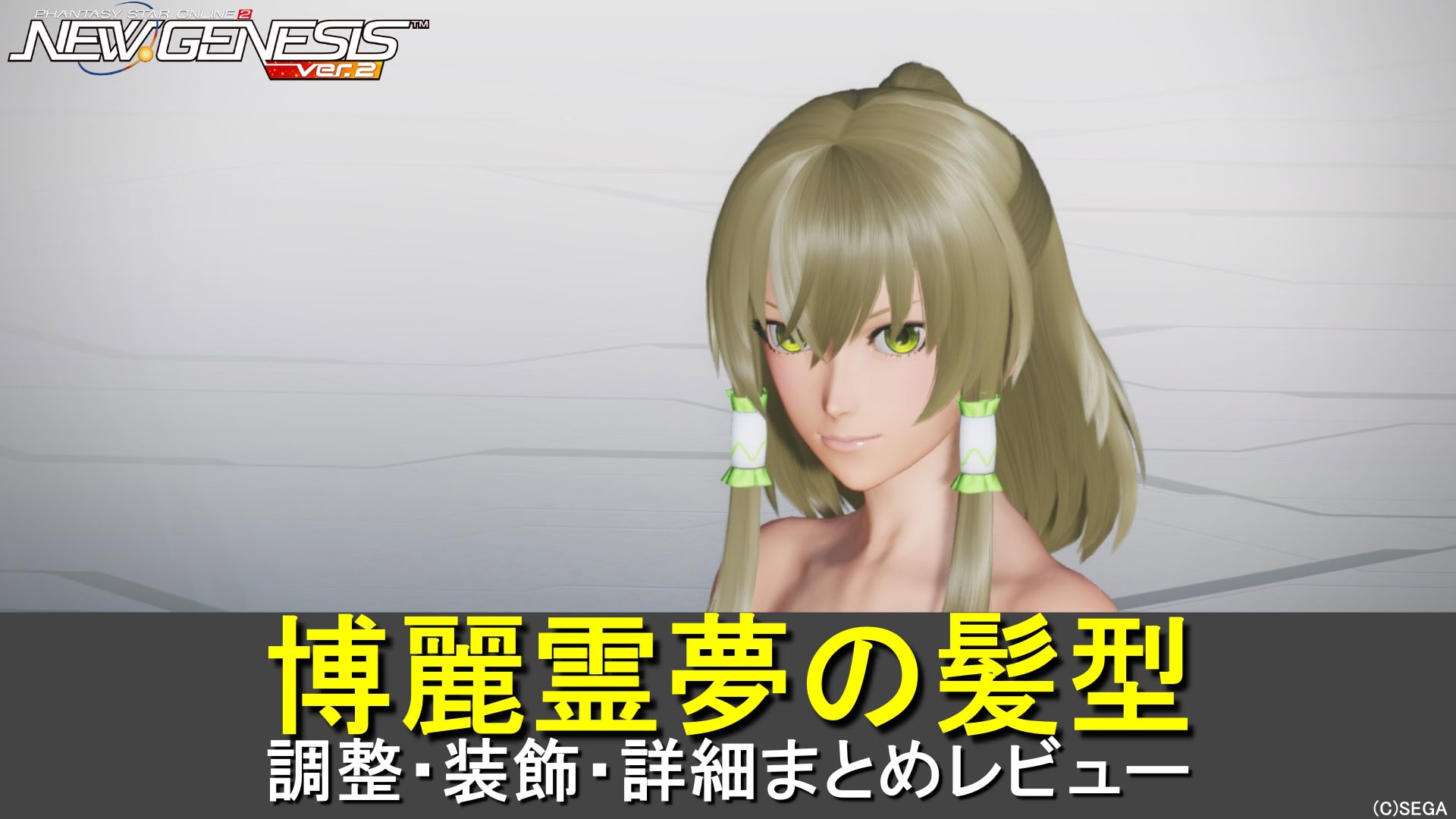 【PSO2NGS】博麗霊夢の髪型の調整、装飾、レビューまとめ【東方コラボ】