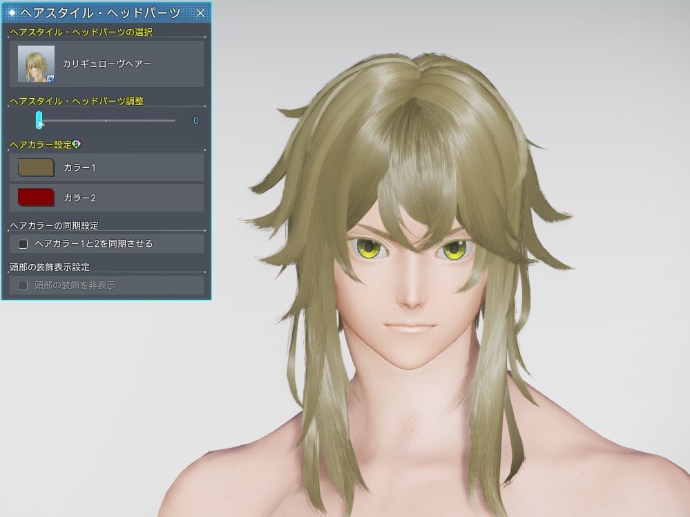 カリギュローヴヘアーのヘアスタイル調整_最小